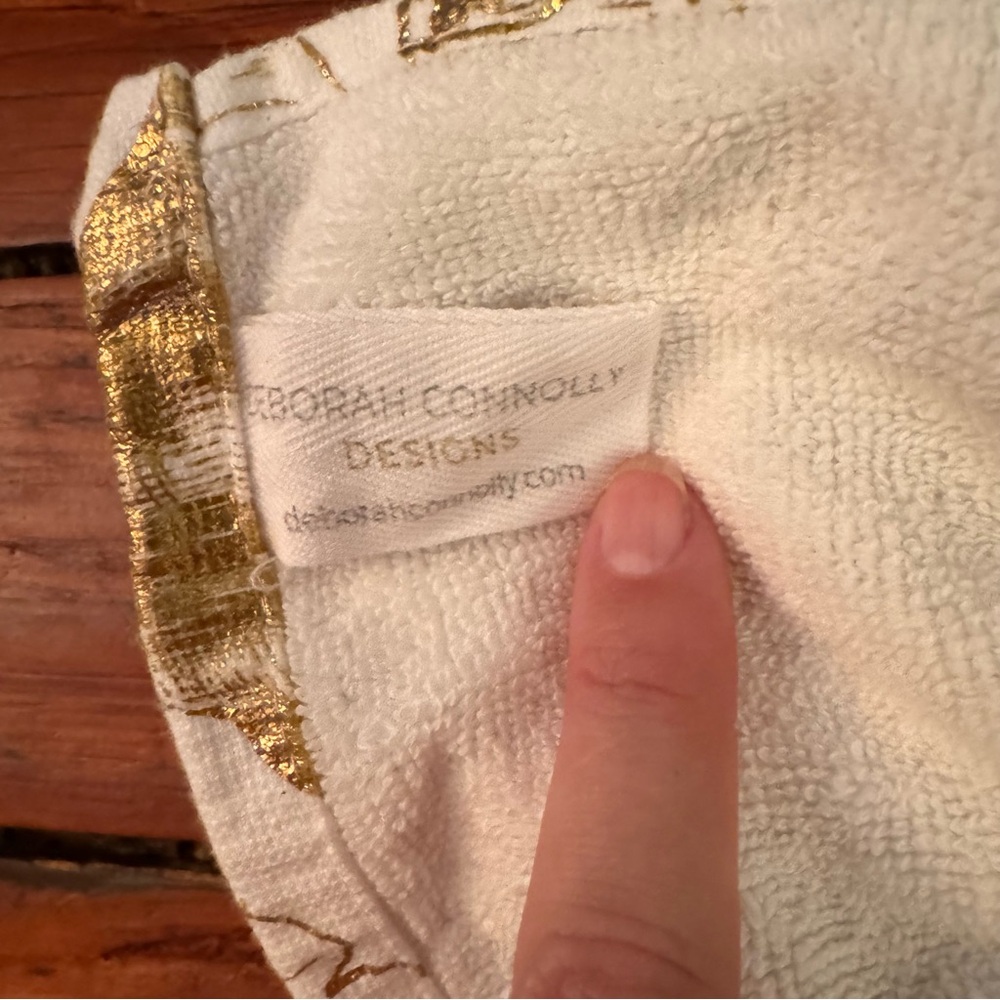 DEBORAH CONNOLLY DESIGNS Kitchen Towels White with Golden Pumpkins Set of 2 - Picture 5 of 6